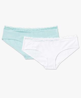 Shorty en coton stretch avec ceinture dentelle femme (lot de 2) kaki
