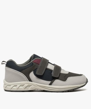 Baskets homme mesh et suédine fermeture scratch gris GEMO