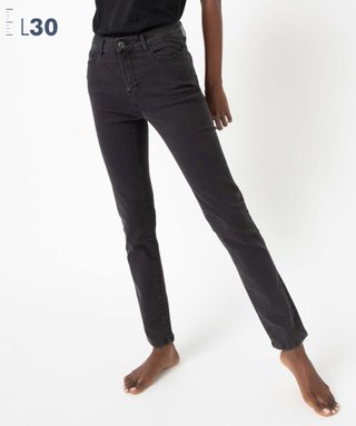 Jean femme slim taille haute denim L30 noir GEMO