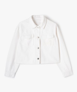 Veste en jean fille coupe chemise LuluCastagnette blanc GEMO