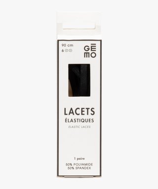 Lacets plats elastiques uni 90 cm lot de 2 noir GEMO