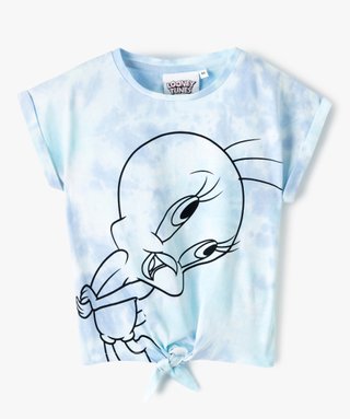 Tee shirt fille avec motif Titi et Grosminet Looney Tunes bleu