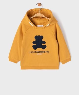 Sweat à Capuche Garçon LuluCastagnette Maille Piquée - Poche Kangourou, Plusieurs Coloris Jaune