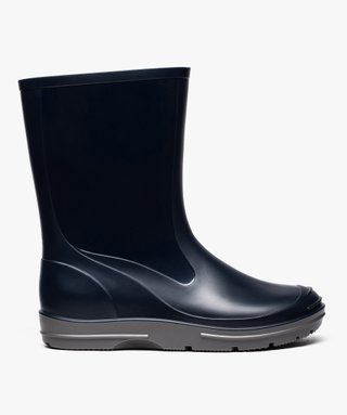 Bottes de pluie garcon a semelle crantee contrastee bleu fonce GEMO