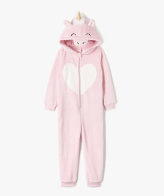 Combinaison pyjama licorne avec capuche fille rose