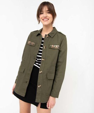 Saharienne Kaki Veste Saharienne Femme Grande Taille Veste