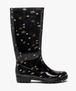 Bottes de pluie femme a imprime fleuri et semelle crantee