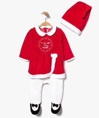 Pyjama bébé fille spécial Noël avec bonnet