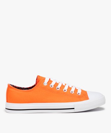 Baskets femme en toile a bout renforce fermeture lacets orange GEMO