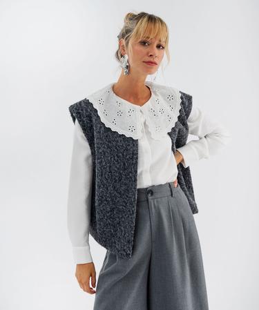 Gilet sans manches coupe oversize femme gris fonce | GEMO