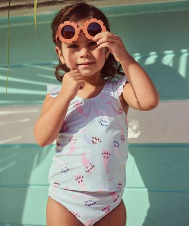 Ensemble Bain 2 Pièces Fille Ensemble Playshoes 2 Pièces - Protection UV 50 - T-shirt Et Short - Motif Fleurs Maillot Bain Fille