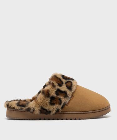 Chaussons mule avec fourrure imitation femme - Isotoner camel | GEMO