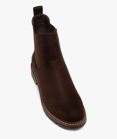 Bottines en suédine style rangers - Chocolat