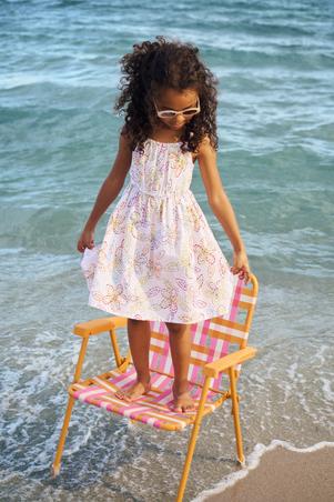 Robe à Bretelles Pour Fille – Imprimé Marguerite Vintage, Boutons Décoratifs, Idéale été Et Automne (3-7 Ans, Vert)