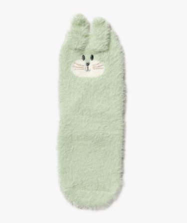 Chaussettes duveteuses avec motif lapin en relief fille vert GEMO