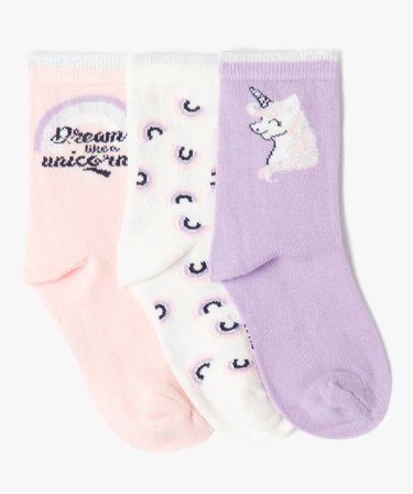 Pack De 6 Paires - Chaussettes Antidérapantes Licorne Pour Fille - Motifs Animaux Colorés - Taille 5-7 Ans