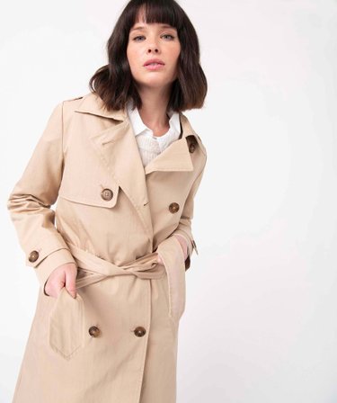 Trench femme court avec ceinture beige GEMO