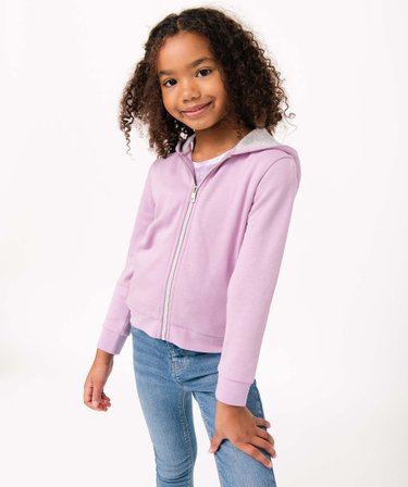 Sweat à Capuche Zippé Enfant Unisexe – Coton/polyester, Manches Longues – Fermeture éclair Complète, Capuche Ajustable – Couleur Unie