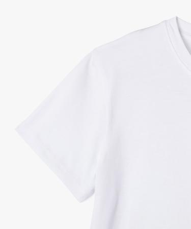 T-shirt en coton blanc uni avec une coupe droite et un col rond