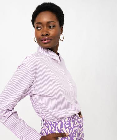 Chemise Rayée Violette Façonnable - Taille 40 (US 8) - Coton - État Comme Neuve