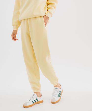 Pantalon de jogging en molleton uni à taille élastiquée jaune