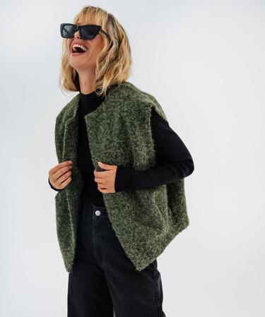 Gilet sans manches coupe oversize femme kaki fonce | GEMO
