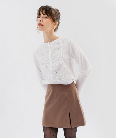Ancienne Chemisier Brodé Blanc - Taille 48 - Neuf Avec étiquettes