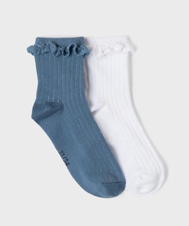 Lot De 2 Chaussettes Filles Hoolabaloo à Volants – Taille 6-8.5 Ans, Blanches, Neuves