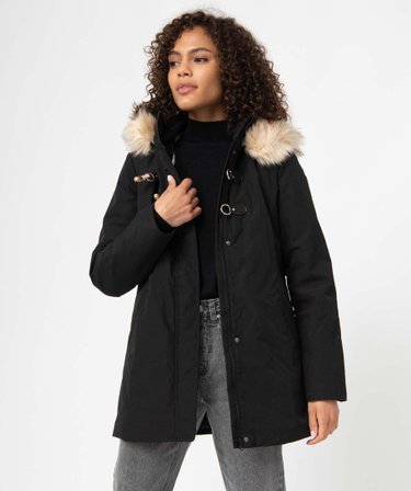 Parka femme avec capuche doublee noir GEMO