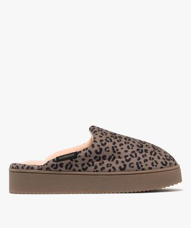 Chaussons à motifs léopard femme - Isotoner marron | GEMO