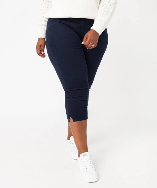 Pantacourt en toile extensible coupe ajustée femme grande taille vue1 - GEMO 4G GT - GEMO