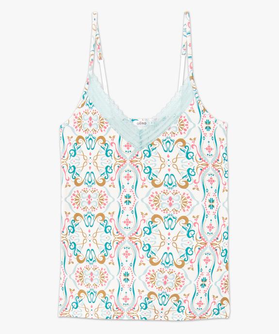 Haut de pyjama à fines bretelles et dentelle femme vue4 - GEMO 4G FEMME - GEMO