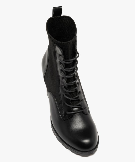 Boots femme à talon col strech avec plateforme crantée vue5 - GEMO(URBAIN) - GEMO