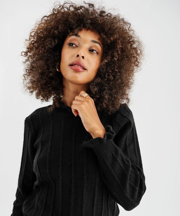 Pull en maille ajourée avec finitions froncées femme vue2 - GEMO(FEMME PAP) - GEMO