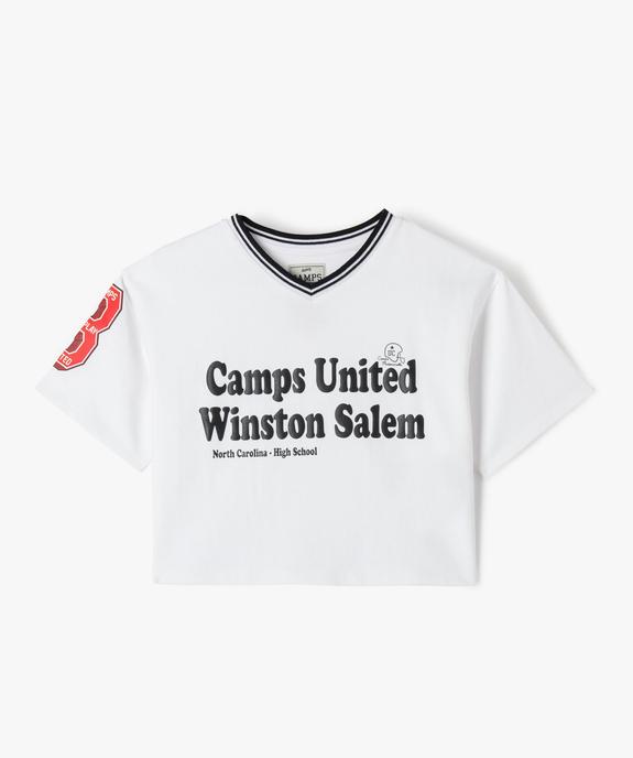 Tee-shirt manches courtes ample et court à col V fille - Camps United vue1 - CAMPS - GEMO