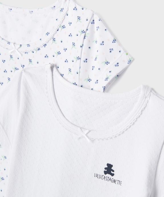 Tee-shirt lingerie à manches courtes fille (lot de 2) - LuluCastagnette - LULU CASTAGNETTE GEMO FOR GOOD Tee-shirt lingerie à manches courtes fille (lot de 2) - LuluCastagnette vue2 - LULU CASTAGNETTE GEMO FOR GOOD - GEMO