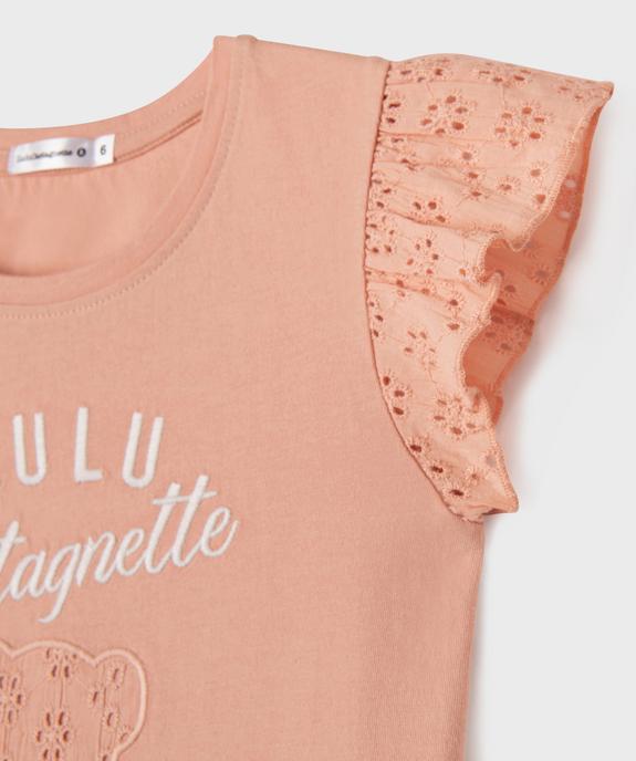 Pyjashort 2 pièces à broderie anglaise fille - LuluCastagnette vue2 - LULU CASTAGNETTE GEMO FOR GOOD - GEMO