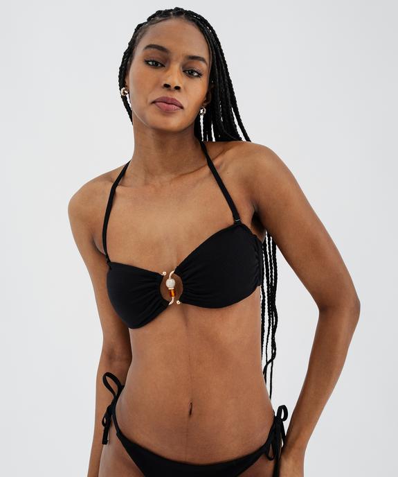 Haut de maillot de bain bandeau avec bijou et mousses amovibles femme vue2 - GEMO (PLAGE) - GEMO