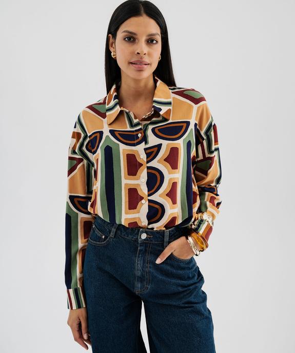 Chemise fluide à motifs géométriques femme vue2 - GEMO(FEMME PAP) - GEMO