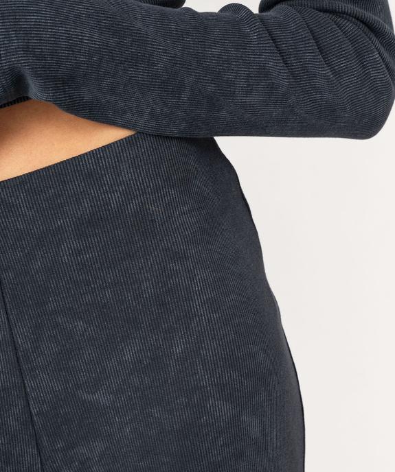 Pantalon large en maille côtelée à taille haute élastique femme vue2 - GEMO(FEMME PAP) - GEMO