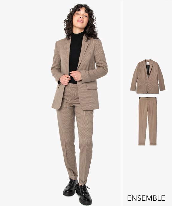 Ensemble blazer pantalon à carreaux pour femme  - GEMO