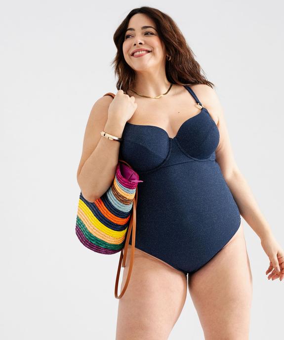 Maillot de bain une pièce femme grande taille à paillettes vue2 - GEMO (PLAGE) - GEMO