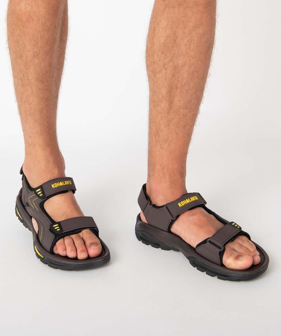 Sandales homme sport à scratch et détails fluo– Koh-Lanta vue1 - KOH-LANTA - GEMO