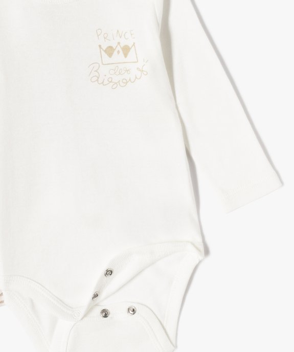 Bodies manches longues bébé  (lot de 3) vue3 - GEMO 4G BEBE - GEMO