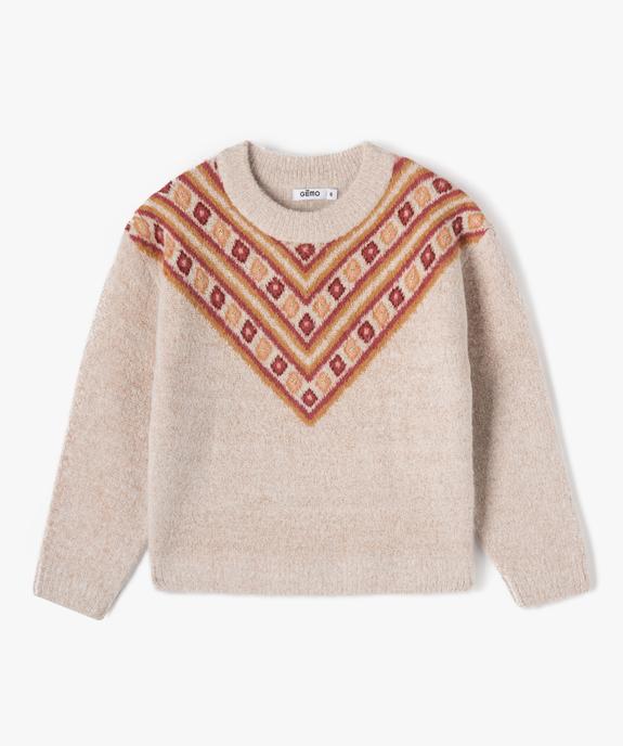 Pull avec motif en V sur le buste fille vue2 - GEMO (ENFANT) - GEMO