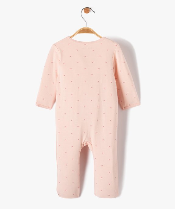 Pyjama bébé dors-bien à ouverture croisé et imprimé cœurs vue3 - GEMO(BB COUCHE) - GEMO