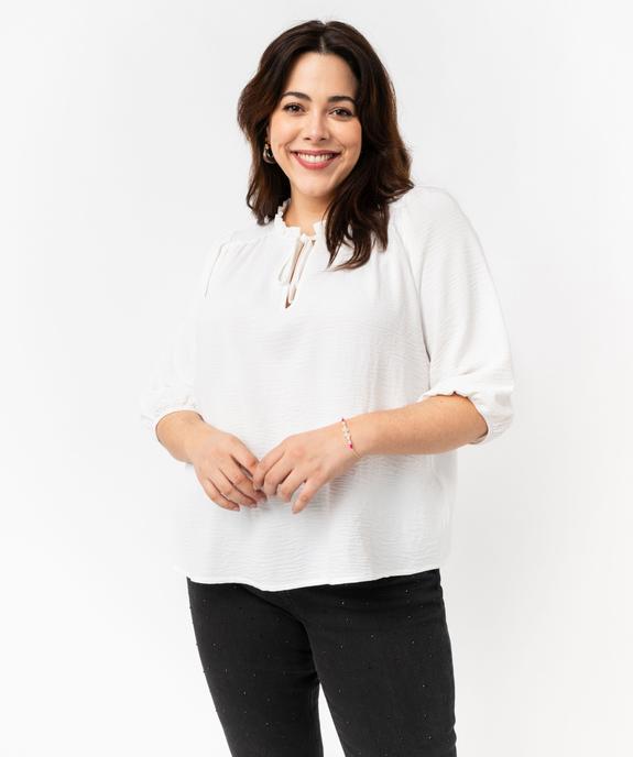 Blouse à manches 3/4 en maille gaufrée femme grande taille vue1 - GEMO (G TAILLE) - GEMO