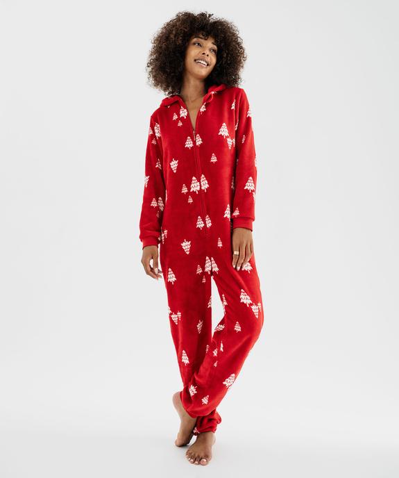 Combinaison pyjama en maille douillette motifs sapins femme vue2 - GEMO(HOMWR FEM) - GEMO