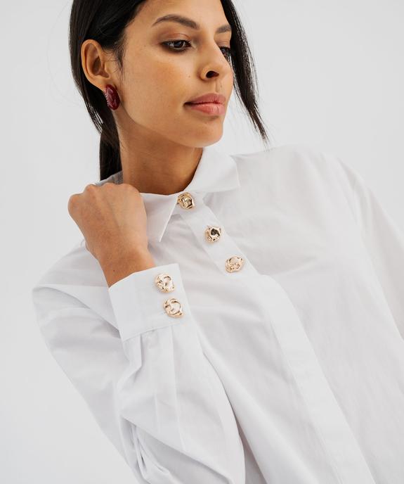 Chemise manches longues droite en coton à boutons dorés fantaisie femme vue3 - GEMO(FEMME PAP) - GEMO