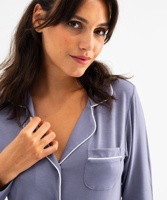 Pyjama deux pièces en viscose femme : chemise et pantalon vue4 - GEMO 4G FEMME - GEMO